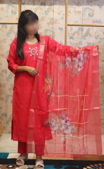 Elegant Red Kurta Set with Dupatta