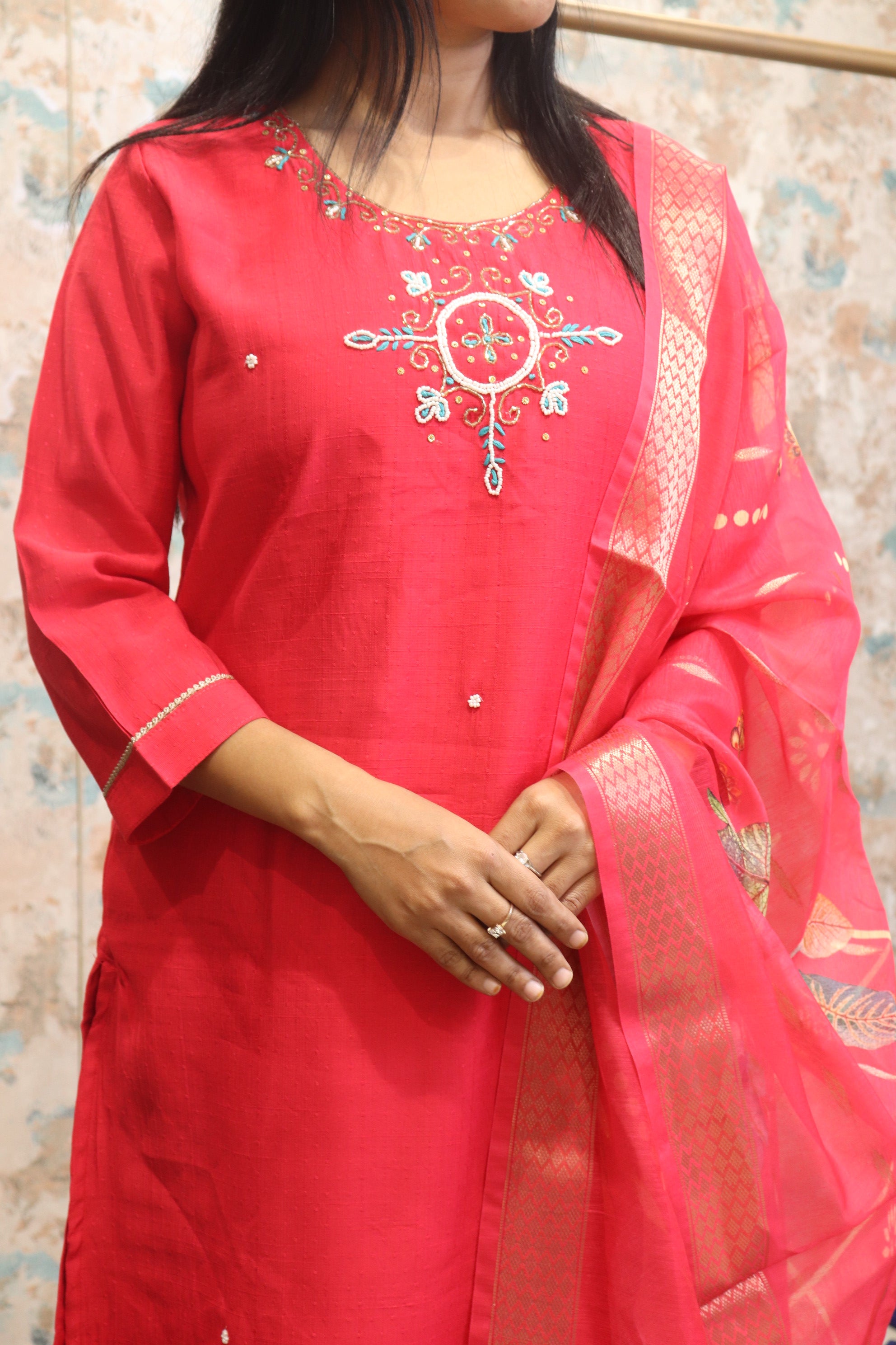 Elegant Red Kurta Set with Dupatta