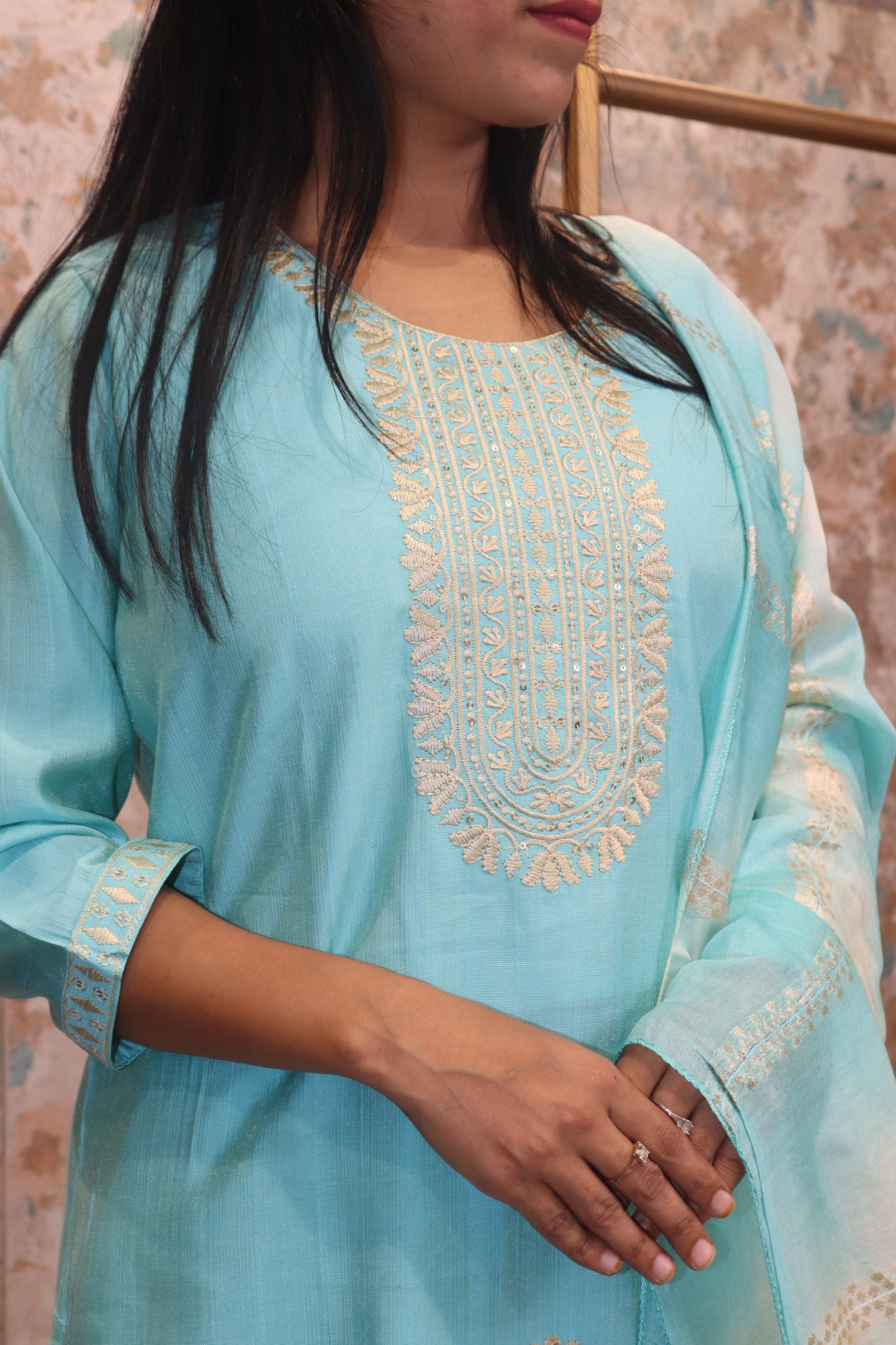 Kurta Set Aqua Blue with Churidar