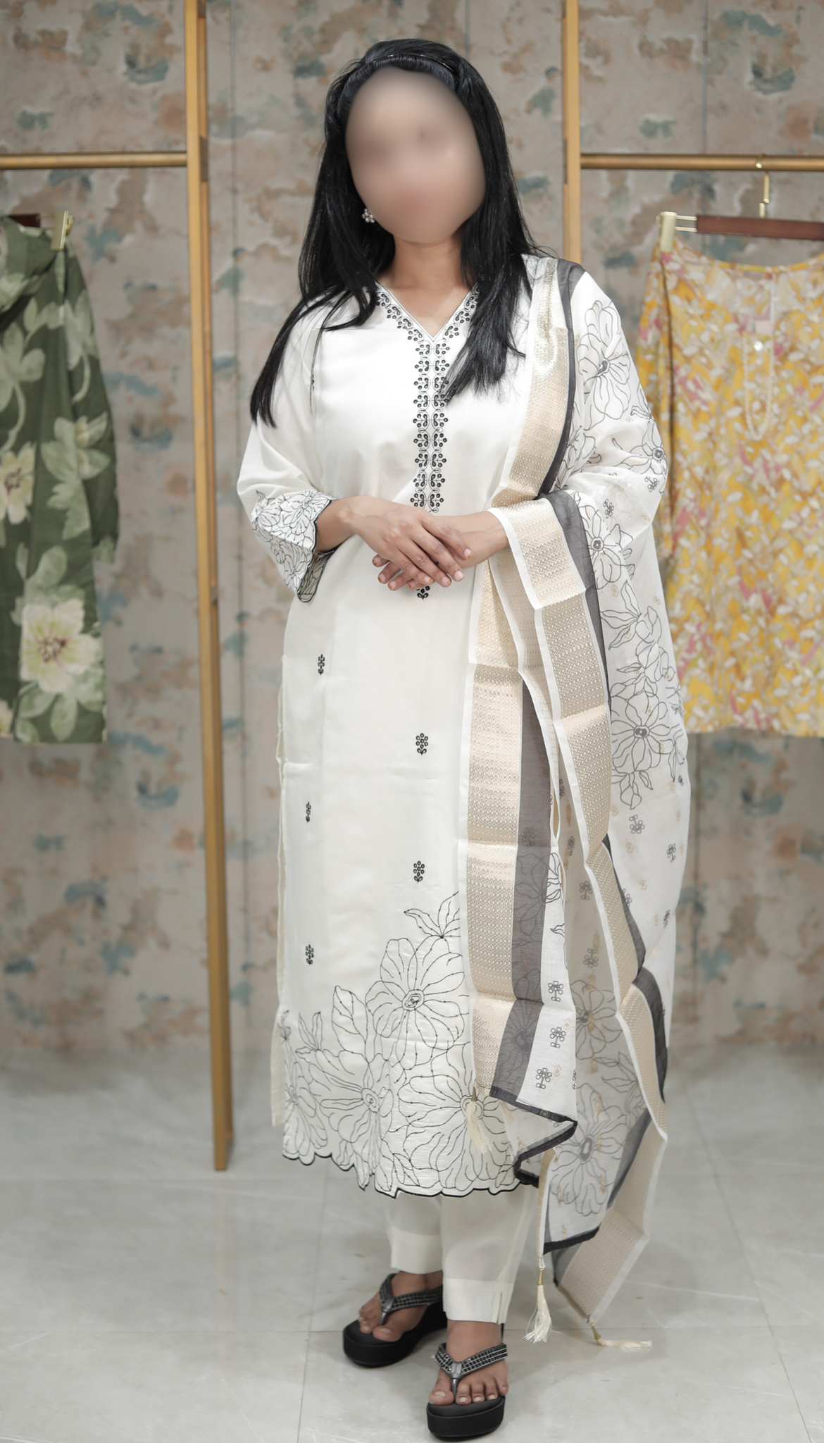 Ivory White Kurta Set Set with Minimal Embroidery